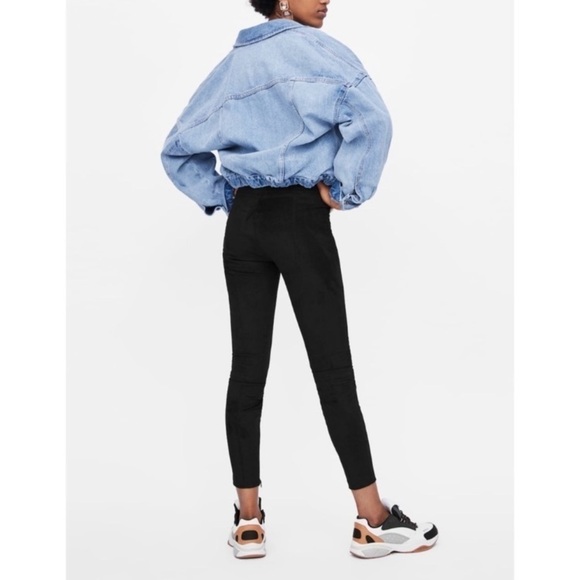 Zara basics black faux suede leather pants size XS - Picture 4 of 11